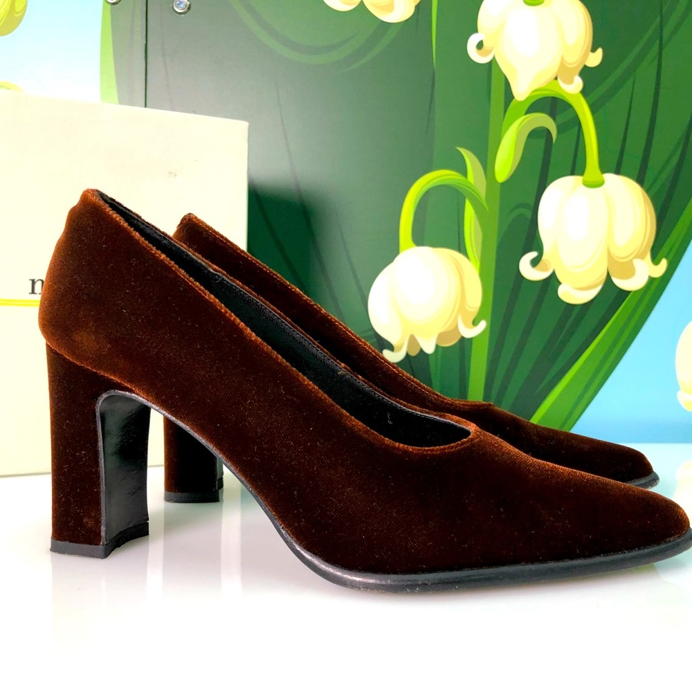 Brown velvet Jonathan Martin chunky heels